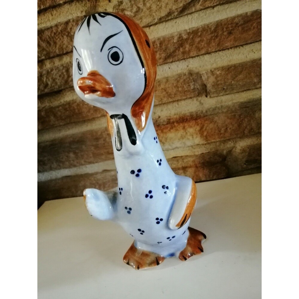Vintage Tonala pottery Duck; Artist signed, Mexico Hand Painted 8"